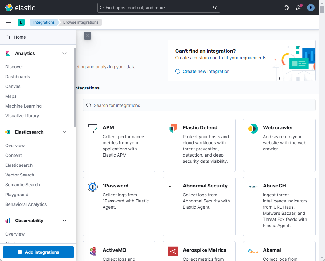 Kibana Start Page