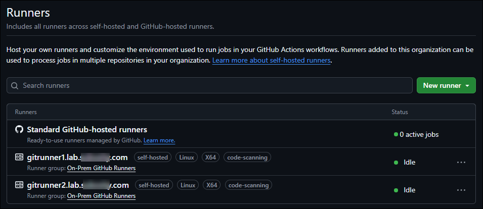 GitHub Runners ready