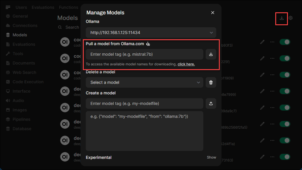 OpenWebUI Download Model