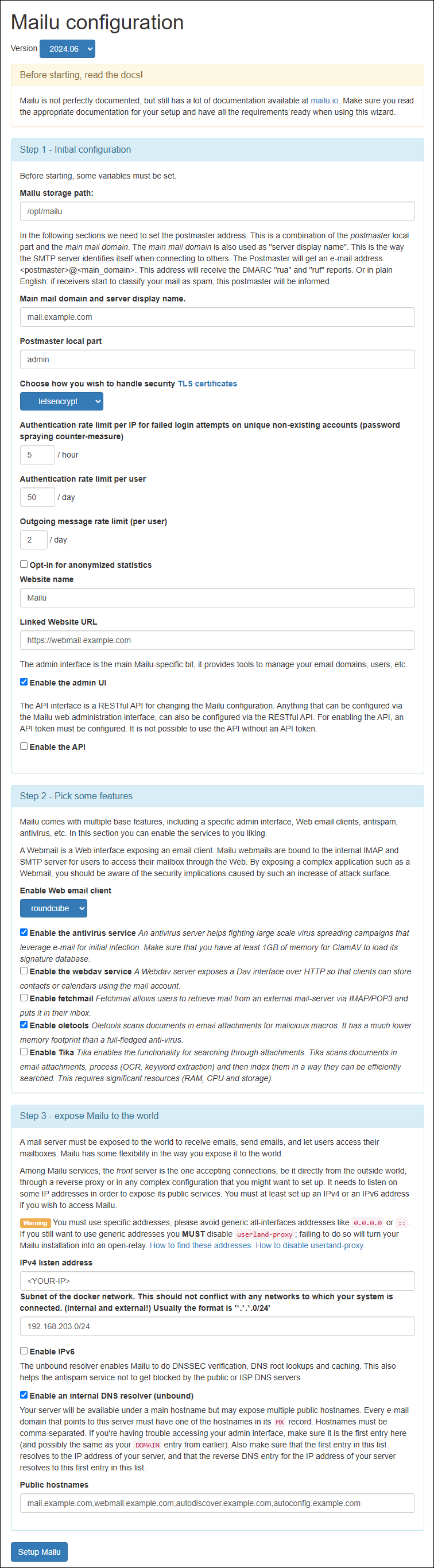 Mailu Setup Example Mailu Setup Example